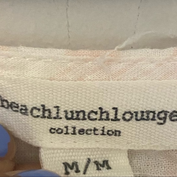 Beachlunchlounge pink white stripe pattern big flowy sleeves shirt. M - Picture 3 of 10